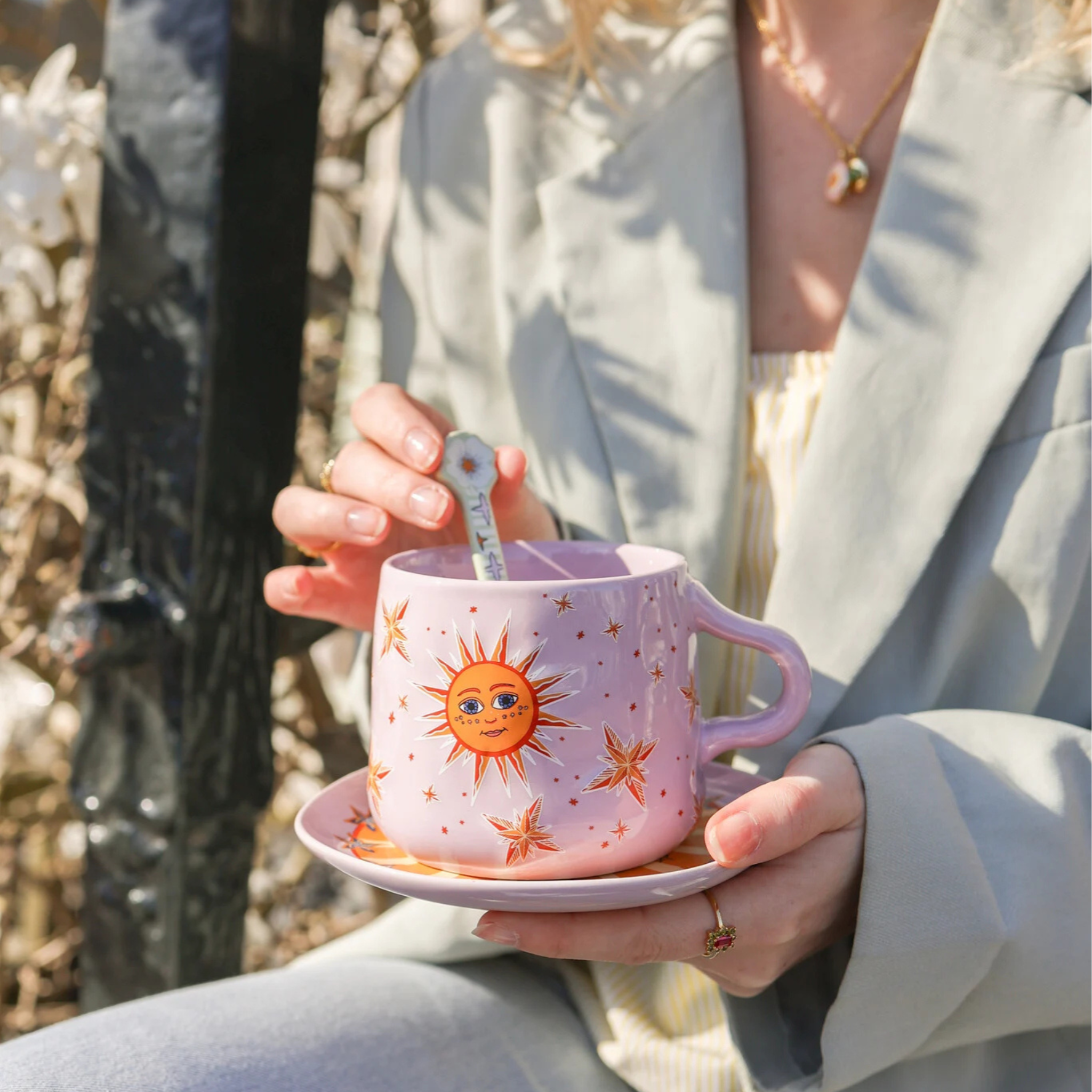 Mug Lilac with Sun and Stars