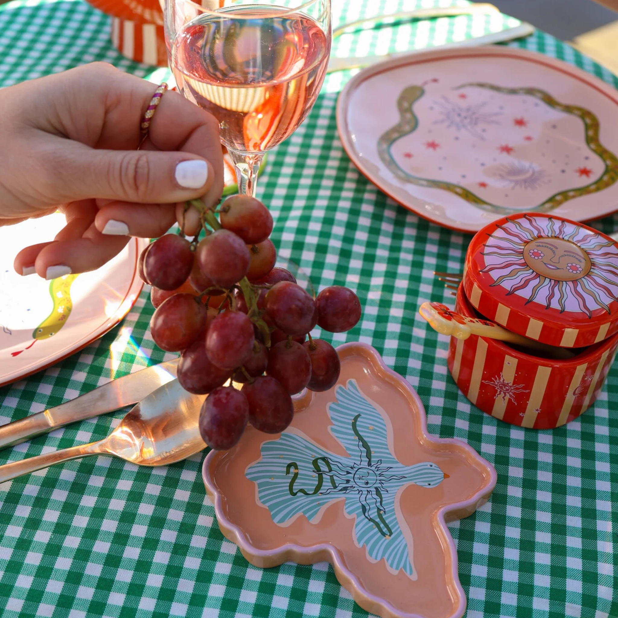 Serving Plate Bird with Sun