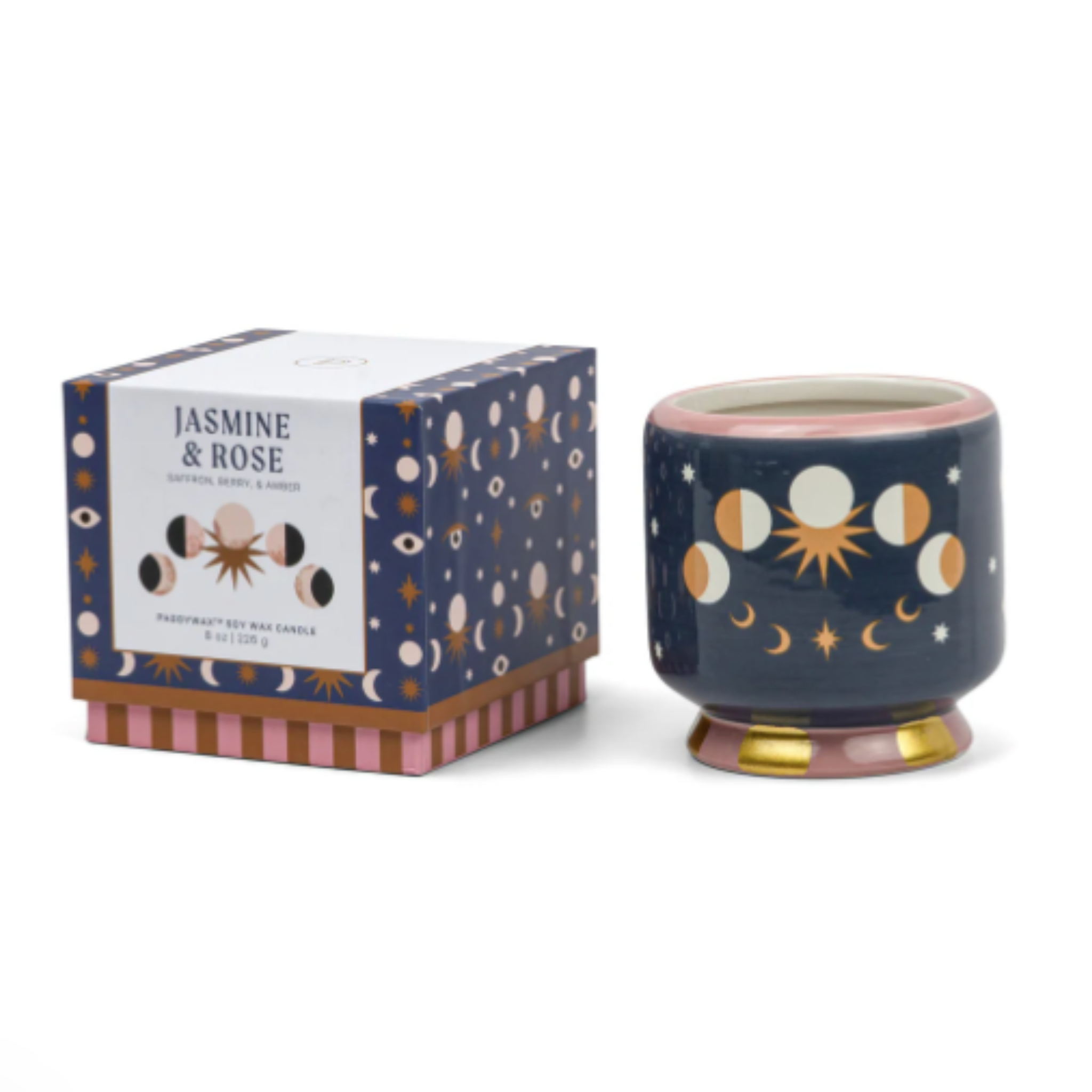 Adopo Keramik Kerze "Mondphasen" Jasmin & Rose 226g