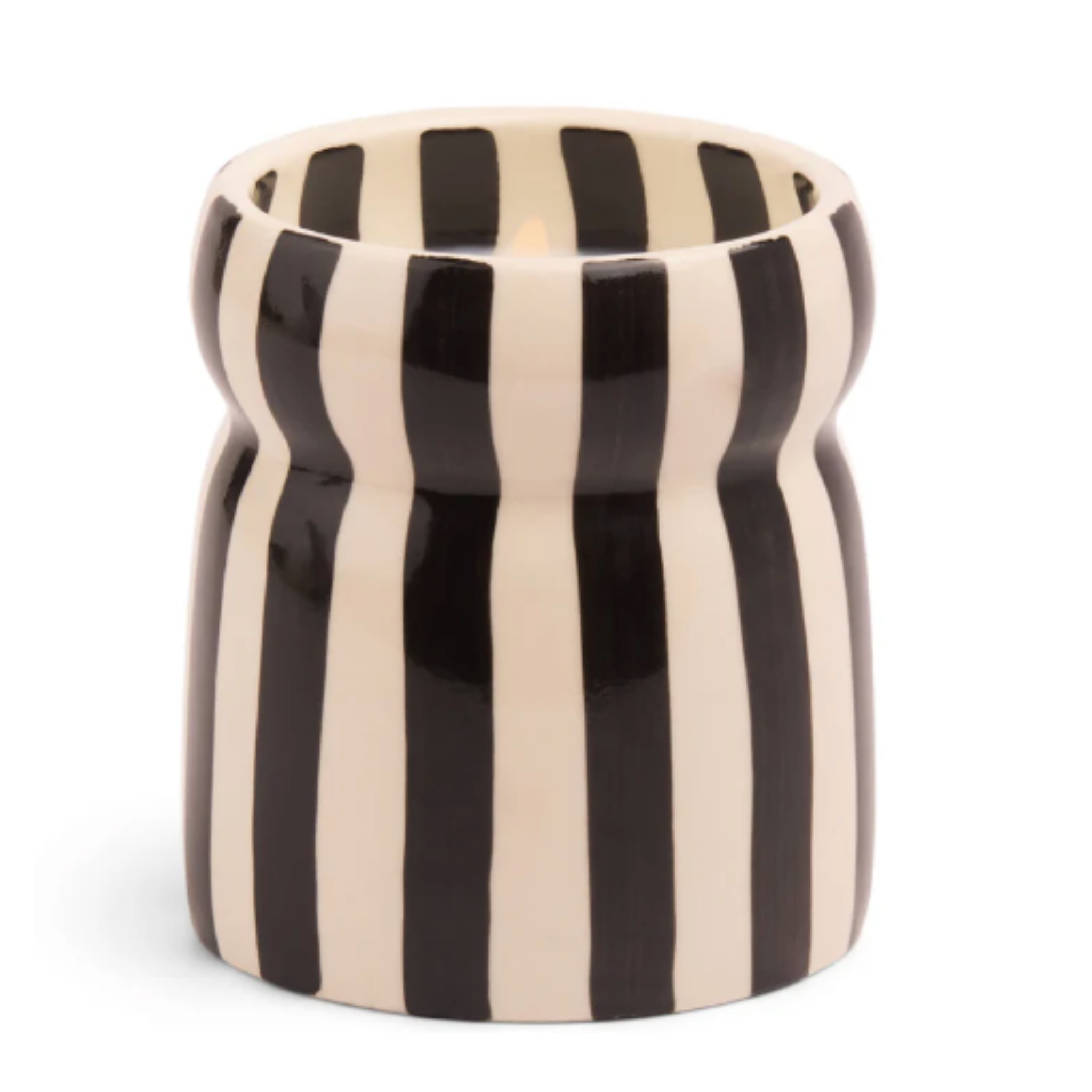 Cabana Keramik Kerze Schwarz gestreift 184g