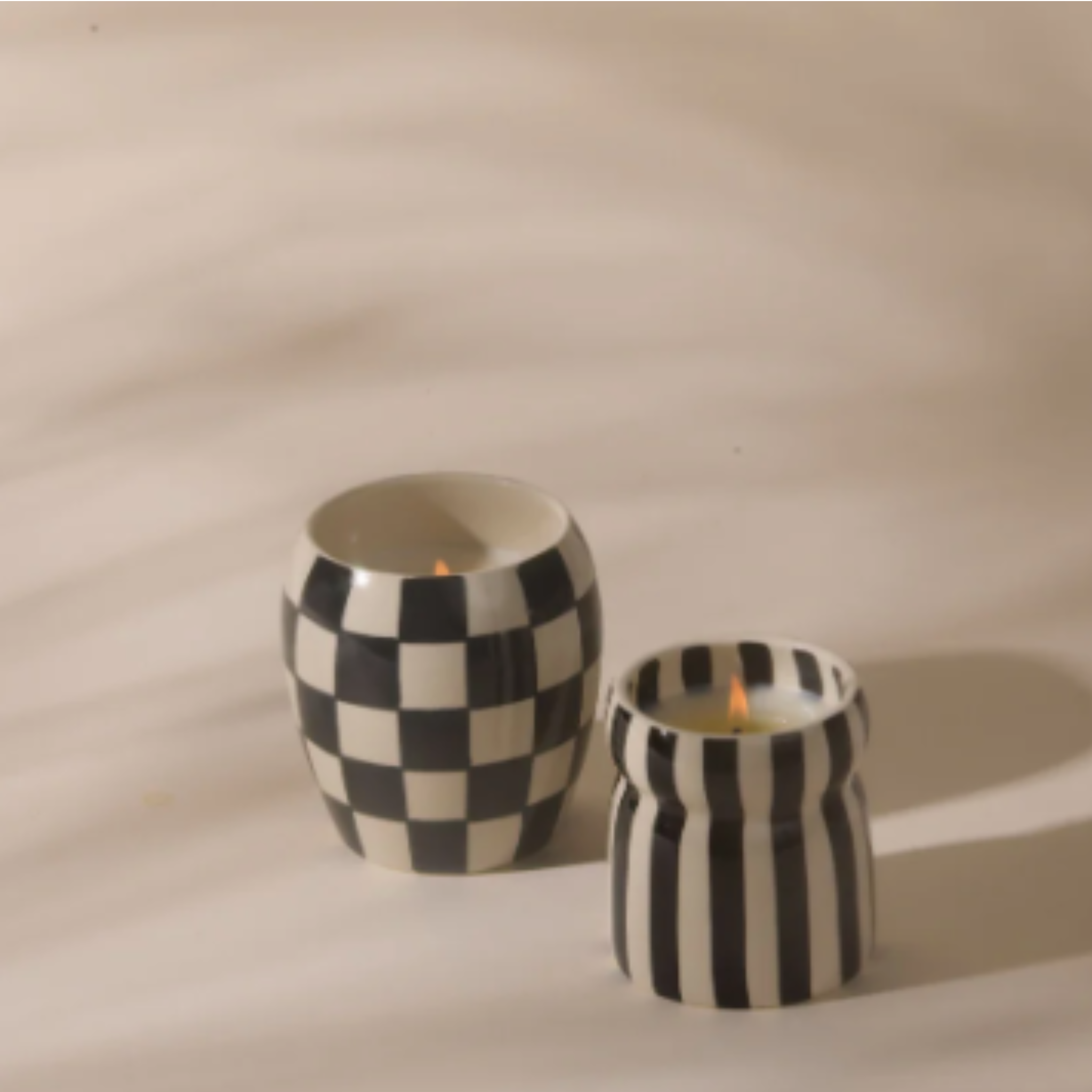 Cabana Keramik Kerze Schwarz gestreift 184g