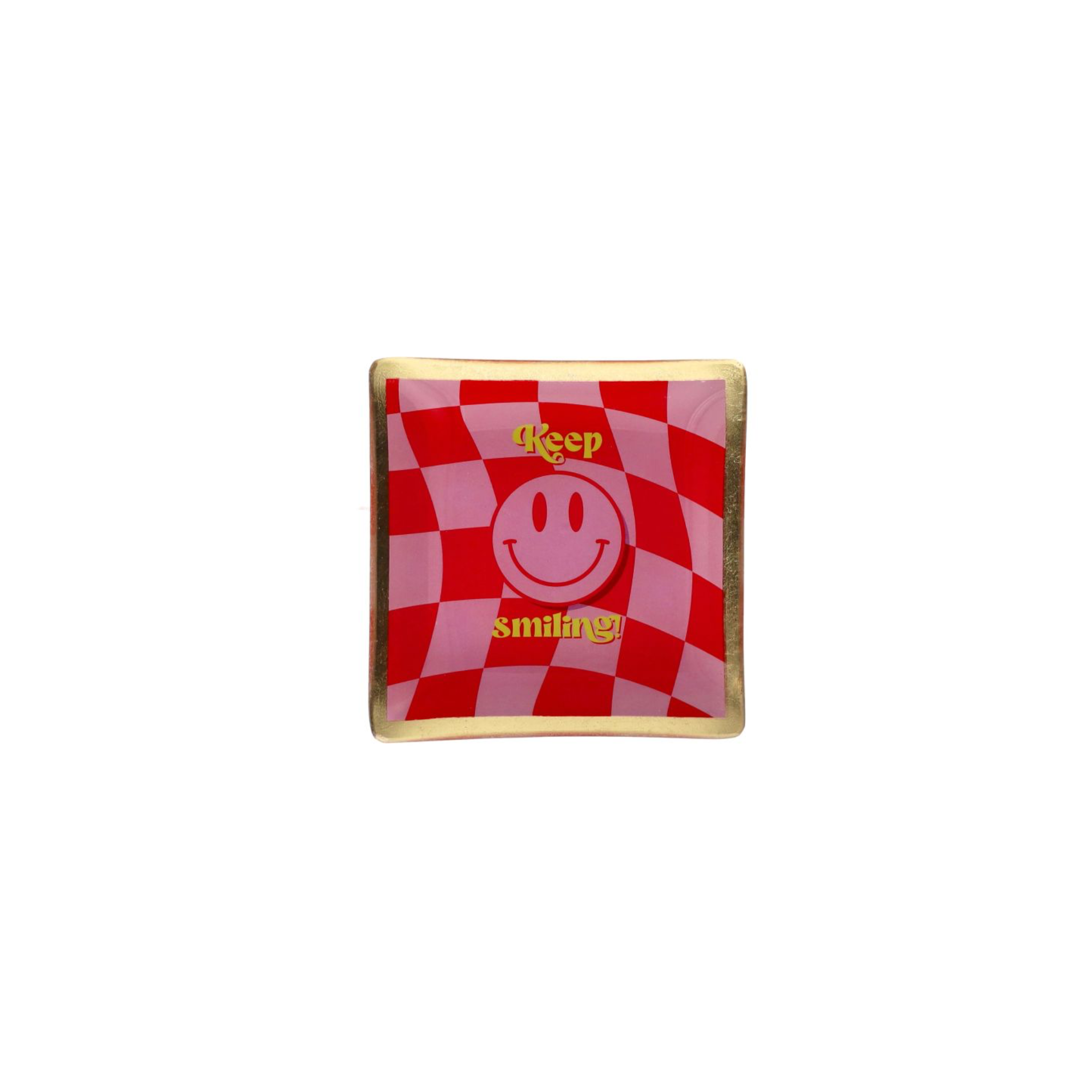 Love Plate Glasteller "Keep smiling" rosa/rot