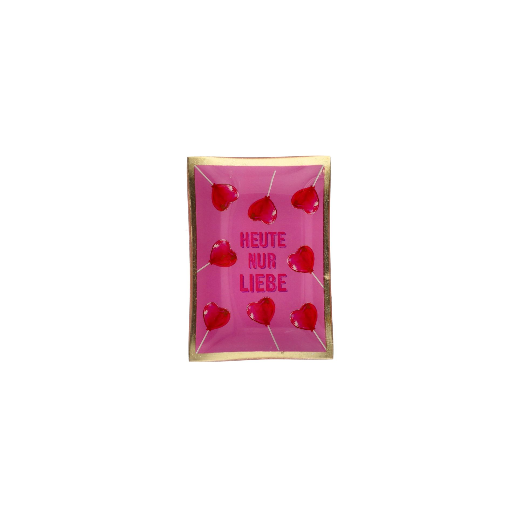 Love Plate Glasteller "Heute nur Liebe" rosa