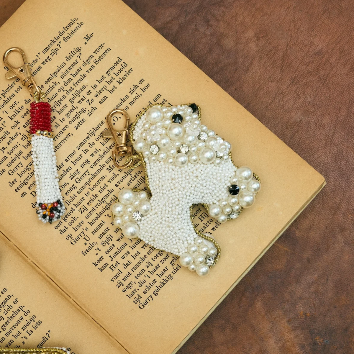Beaded Pudel Schlüsselanhänger
