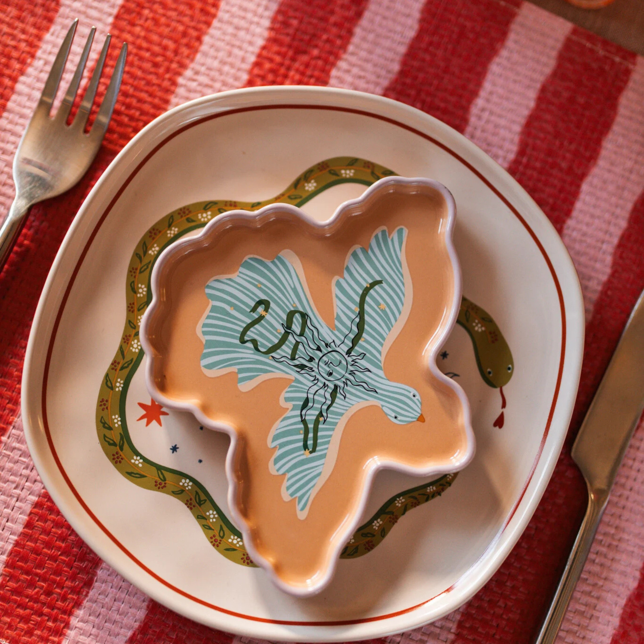 Serving Plate Bird with Sun